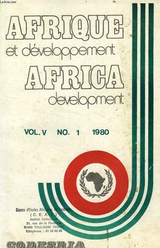 Afrique Et Developpement, Africa Development, Vol. V, N° 1, Jan.-Mars 1980