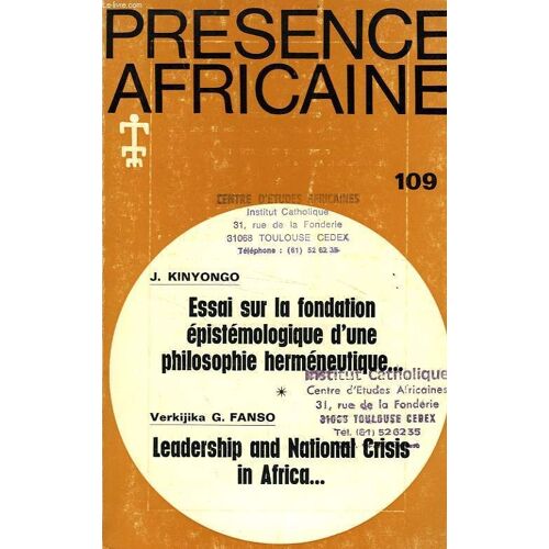 Presence Africaine, N° 109, 1er Trim. 1979