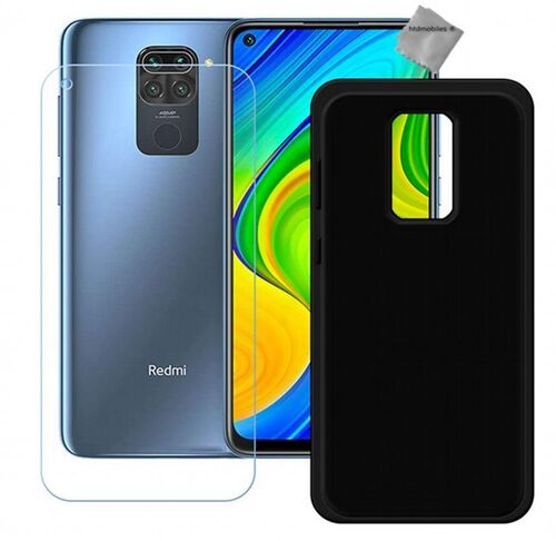 Housse etui coque pochette silicone gel fine pour Xiaomi Redmi Note 9 + verre trempe - NOIR