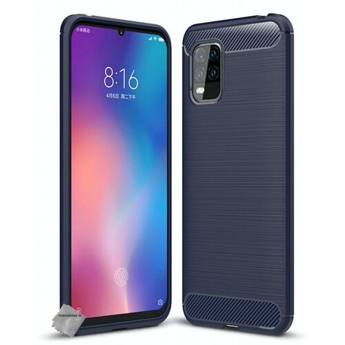 Housse etui coque silicone gel carbone pour Xiaomi Mi 10 Lite 5G + verre trempe - BLEU FONCE
