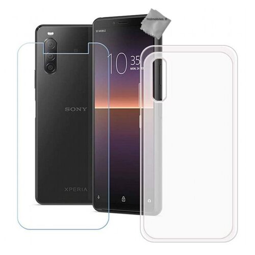 Housse etui coque pochette silicone gel fine pour Sony Xperia 1 II + verre trempe - BLANC TRANSPARENT