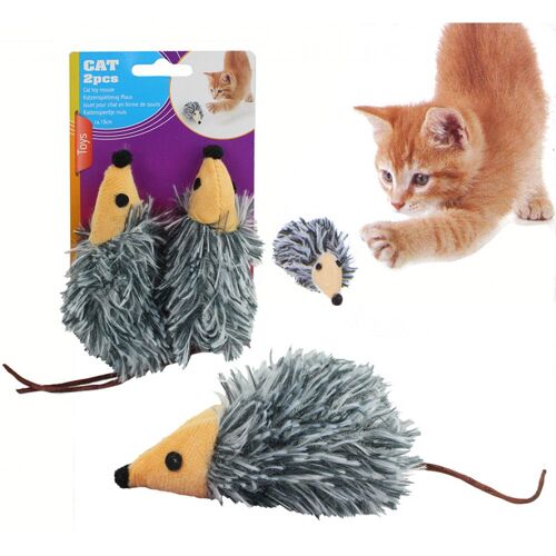 2 Souris Jouet Pour Chat En Tissu Soyeux 10 X 4 Cm Jeu