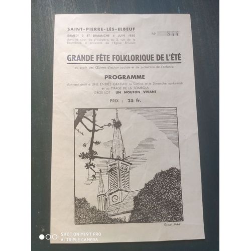 Grande Fête Folklorique De L'été D'elbeuf1950 - Programme