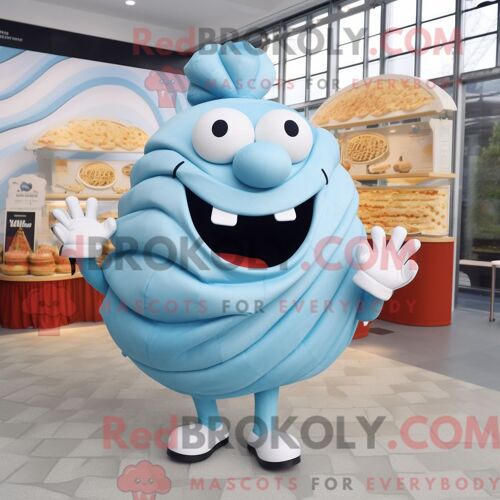 Costume Mascotte Redbrokoly De Croissant Bleu Ciel Personnage Habillé D Une Jupe-Culotte Et De Boutons De Manchette