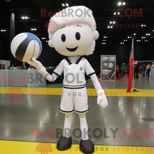 Costume De Mascotte Redbrokoly De Filet De Volley-Ball Blanc Personnage Habillé Avec Un Pantalon Habillé Et Des Bandeaux