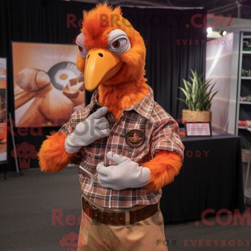 Mascotte Redbrokoly De Lion Tamer Olive Personnage Habillé Avec Une Combinaison Et Des Casquettes