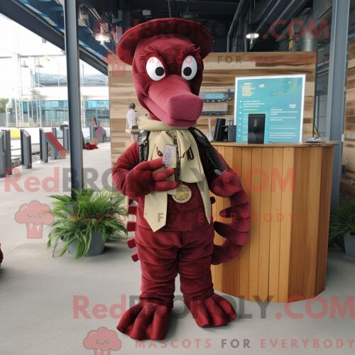 Mascotte Redbrokoly De Chèvre Angora Orange Personnage Habillé Avec Une Veste De Costume Et Des Bagues