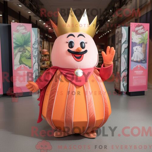 Personnage De Costume De Mascotte Redbrokoly De Peach King Habillé Avec Une Jupe Portefeuille Et Des Gants