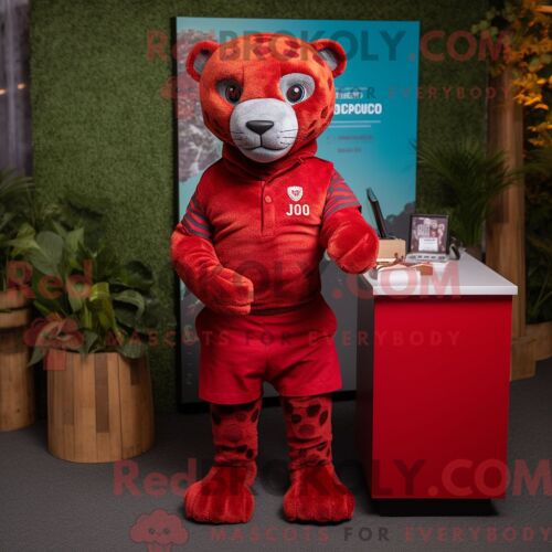 Costume De Mascotte Redbrokoly De Croix Celtique Orange Personnage Habillé D Un Jean Maman Et De Montres Bracelet