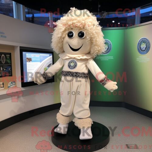 Costume De Mascotte Redbrokoly De Chaussures De Danse Irlandaises Beiges Personnage Habillé Avec Une Combinaison Et Des Châles