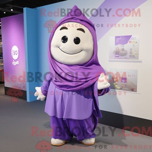 Costume Mascotte Redbrokoly De Pho Violet Personnage Habillé D Une Chemise En Popeline Et De Châles