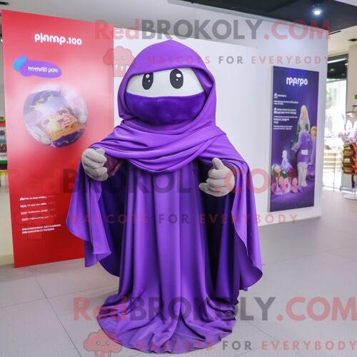 Costume Mascotte Redbrokoly De Pho Violet Personnage Habillé D Une Chemise En Popeline Et De Châles