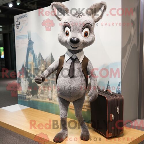 Costume De Mascotte Redbrokoly De Mouton Mérinos Argenté Personnage Habillé Avec Un T-Shirt De Baseball Et Des Chapeaux