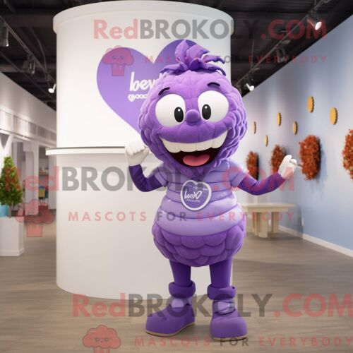 Personnage De Costume De Mascotte Redbrokoly De Lettre D Amour De Lavande Habillé Avec Un Débardeur Et Des Bandeaux