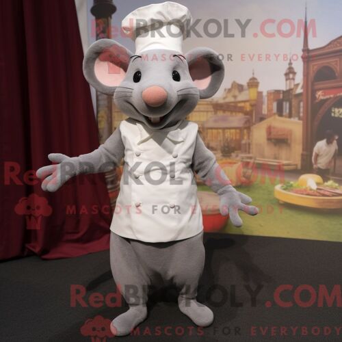 Costume Mascotte Redbrokoly De Ratatouille Grise Personnage Habillé D Un Polo Et De Pochettes De Costume