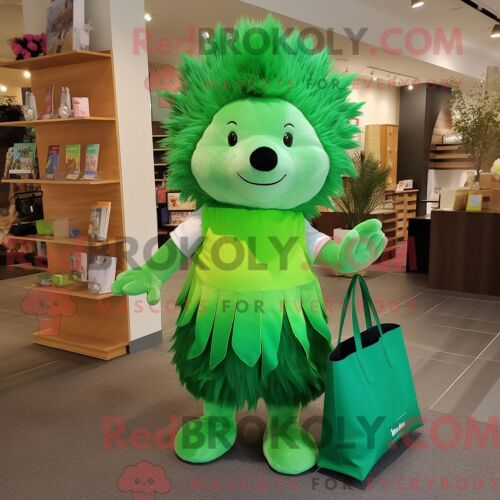 Costume De Mascotte Redbrokoly De Haricot Vert Turquoise Habillé D Un Short De Course Et De Lunettes