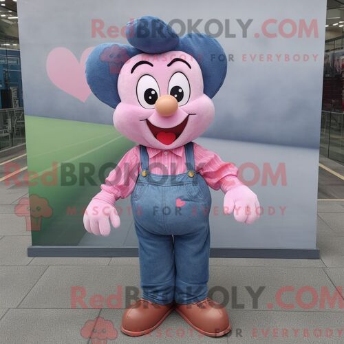 Mascotte Redbrokoly De Pigeon Voyageur Magenta Personnage Habillé Avec Une Jupe-Culotte Et Des Bandeaux