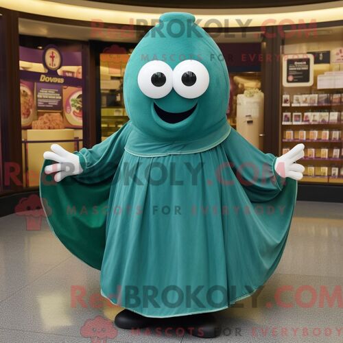 Costume De Mascotte Redbrokoly De Diable Vert Forêt Habillé Avec Une Robe De Cocktail Et Des Châles