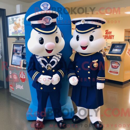 Costume De Mascotte Redbrokoly De Navy Candy Personnage Habillé Avec Une Robe Droite Et Des Cravates