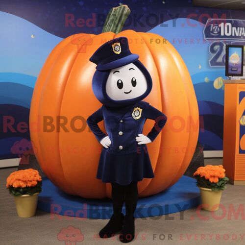 Costume De Mascotte Redbrokoly De Citrouille Marine Personnage Habillé Avec Une Jupe Crayon Et Des Bagues
