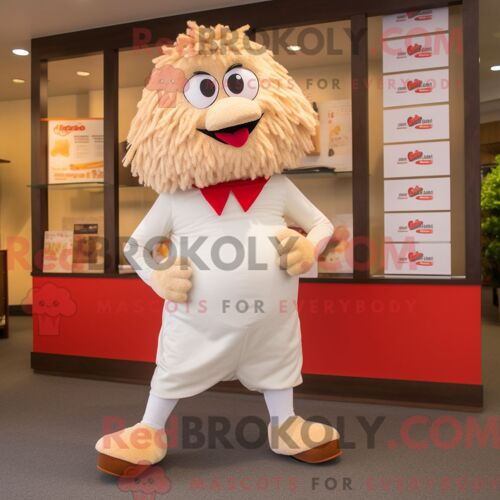 Costume De Mascotte Redbrokoly De Soldat Blanc Habillé D Une Jupe Circulaire Et De Gants