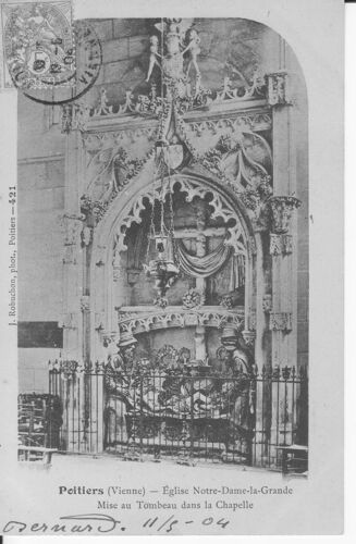 Poitiers - Eglise Notre-Dame- La-Grande - Mise Au Tombeau Dans La Chapelle - Carte Précurseur - Oblitérée En 1904 - Ref 061516