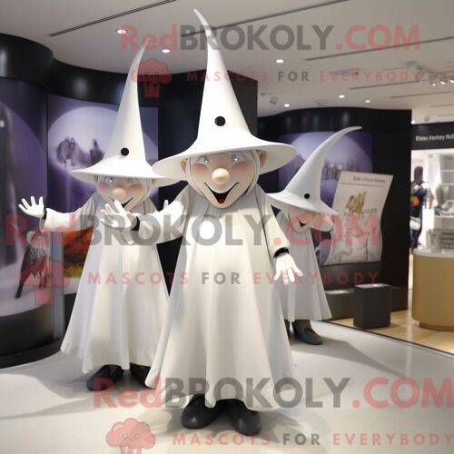 Costume Mascotte Redbrokoly De Chapeau De Sorcière Blanche Personnage Habillé D Un Pantalon Et De Bérets