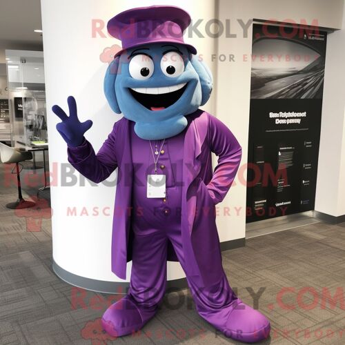 Personnage Mascotte Redbrokoly De Purple Doctor Habillé Avec Un Jegging Et Des Ceintures