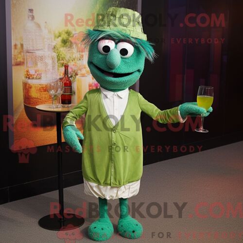 Costume Mascotte Redbrokoly De Paella Verte Personnage Habillé D Une Robe De Cocktail Et De Pochettes De Costume