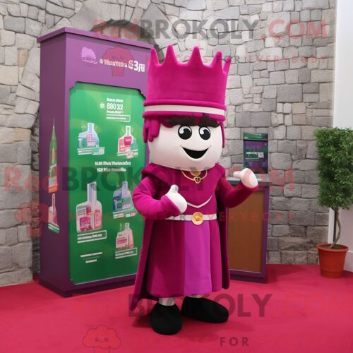 Personnage Mascotte Redbrokoly Du Château Irlandais Magenta Habillé D Une Robe Fourreau Et De Porte-Clés