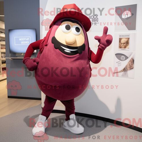 Personnage De Costume De Mascotte Redbrokoly De Pomme De Terre Marron Habillé Avec Un Pantalon De Yoga Et Des Épingles À Chapeau