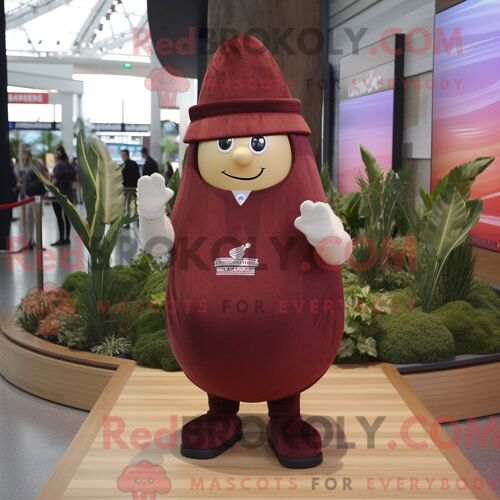 Personnage De Costume De Mascotte Redbrokoly De Pomme De Terre Marron Habillé Avec Un Pantalon De Yoga Et Des Épingles À Chapeau