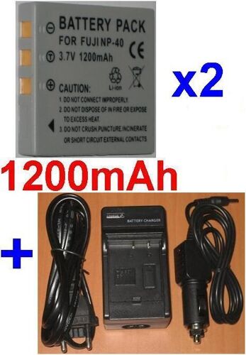 Chargeur + 2 batteries pour FujiFilm NP40 NP-40 SB-L0737 SBL0737 D-Li8