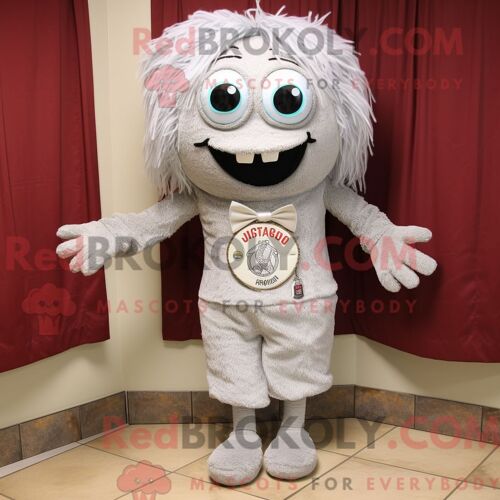 Costume De Mascotte Redbrokoly Jambalaya Argenté Personnage Habillé D Un Gilet Et D Épingles À Cravate