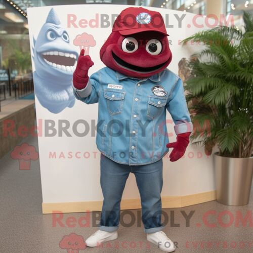Personnage De Costume De Mascotte Redbrokoly De Geai Bleu Vert Citron Habillé Avec Une Veste De Motard Et Des Sacs Fourre-Tout