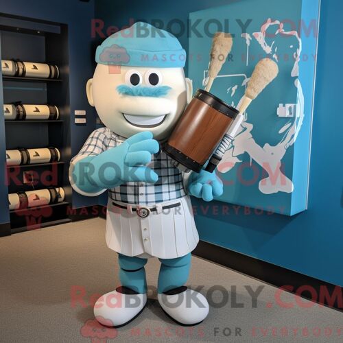 Mascotte Redbrokoly De Personnage De Candy Box Beige Habillé Avec Un Coupe-Vent Et Des Broches