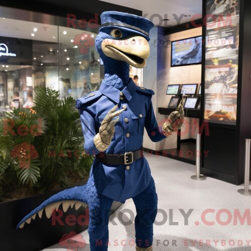 Costume De Mascotte Redbrokoly De Velociraptor De La Marine Personnage Habillé D Une Robe Taille Empire Et De Montres Numériques