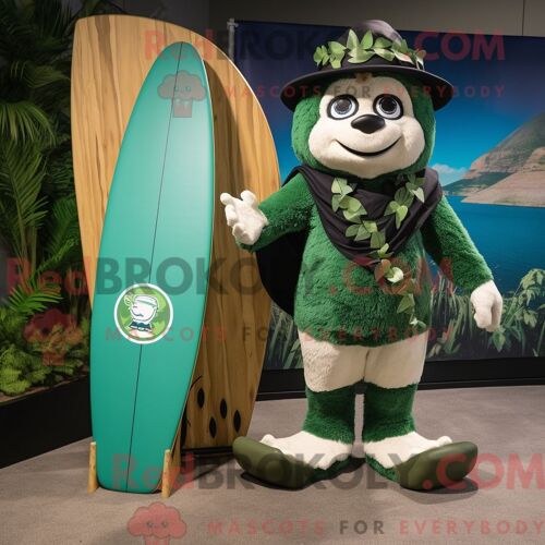 Costume De Mascotte Redbrokoly De Chef Vert Forêt Habillé D Un Short Et De Montres