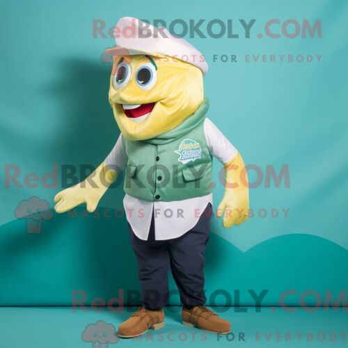 Costume De Mascotte Redbrokoly D Iguanodon Jaune Citron Personnage Habillé D Une Robe De Bal Et D Épingles À Cravate