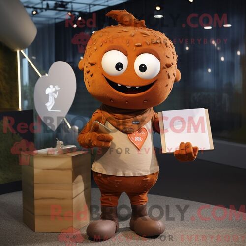 Personnage De Costume De Mascotte Redbrokoly Rust Love Letter Habillé Avec Un Pantalon Chino Et Des Bracelets De Cheville