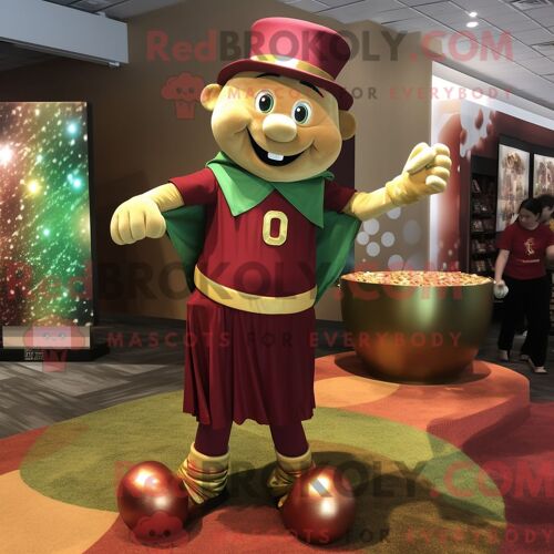Personnage De Costume De Mascotte Redbrokoly De Raisin Marron Habillé Avec Des Leggings Et Des Épingles De Châle