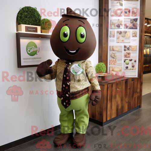 Costume De Mascotte Redbrokoly De Barres De Chocolat Aux Olives Personnage Habillé D Une Barboteuse Et De Pochettes De Costume