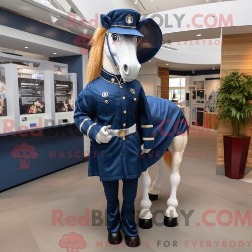 Costume De Mascotte Redbrokoly De Cheval De Marine Personnage Habillé Avec Une Chemise Habillée Et Des Bonnets