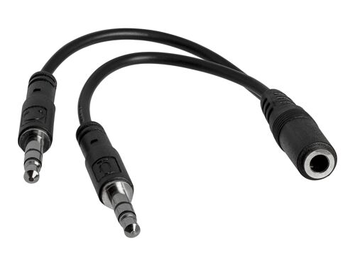StarTech.com Câble séparateur de casque 4 broches de 3,5 mm vers 2 x 3 broches de 3,5 mm - F/M - Répartiteur de casque micro - mini-phone stereo 3.5 mm mâle pour mini jack 4 pôles femelle - noir - pour P/N: MUHSMF2M, PEXSOUND7CH