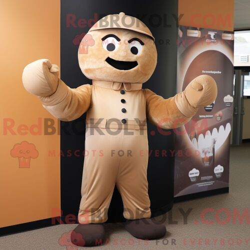 Costume De Mascotte Redbrokoly De Chapeau De Lutin Noir Personnage Habillé D Une Veste En Cuir Et De Bonnets