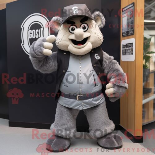 Costume Mascotte Redbrokoly D Âne Habillé D Un Blouson Aviateur Et De Portefeuilles