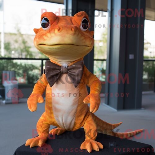 Costume De Mascotte Redbrokoly De Rust Geckos Personnage Habillé D Un Col Roulé Et De Noeuds Papillons