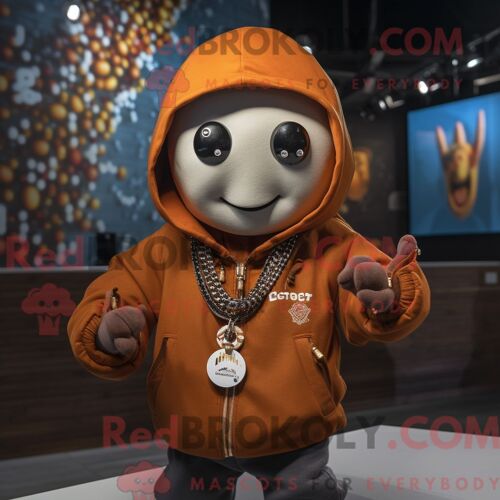 Costume Mascotte Redbrokoly De Rust Aglet Personnage Habillé D Un Blouson Aviateur Et De Colliers