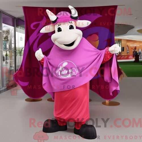 Costume De Mascotte Redbrokoly Stroganoff De B?uf Magenta Habillé Avec Un Pantalon Capri Et Des Châles