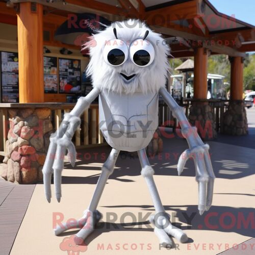 Costume Mascotte Redbrokoly Silver Spider Habillé Avec Un Short Et Des Épingles À Cravate